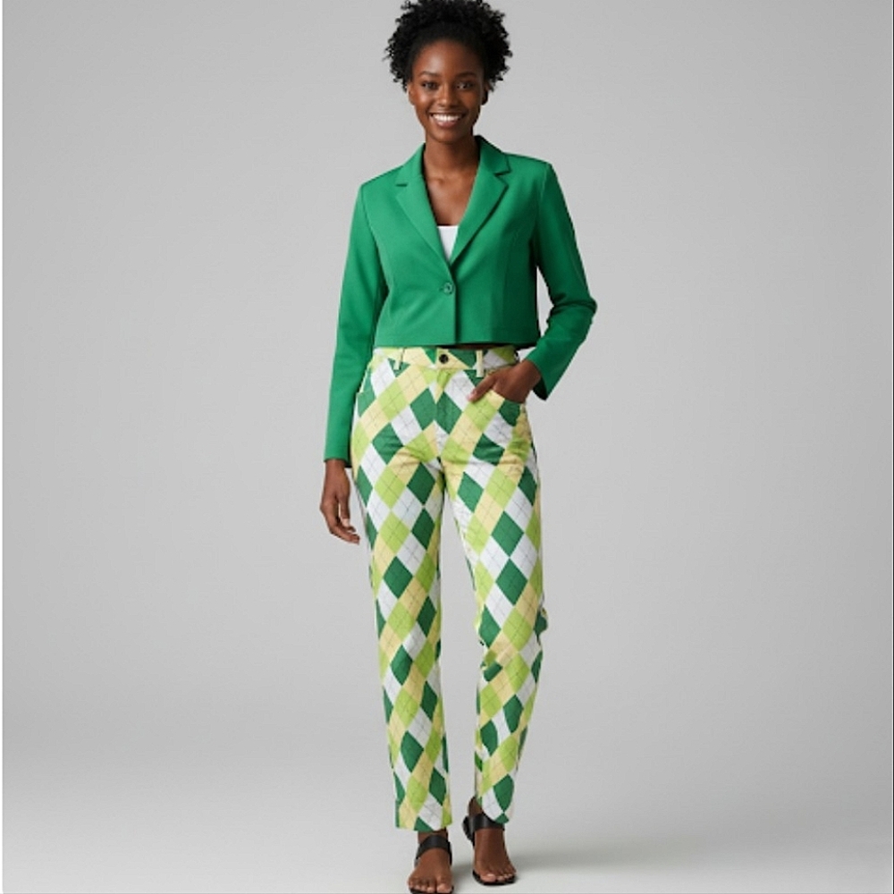 Loud Mouth Green Argyle Women's Pants